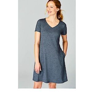 J. JILL Fit Marled V-neck Dress Short Sleeve Size XS Shift Pockets Casual EUC